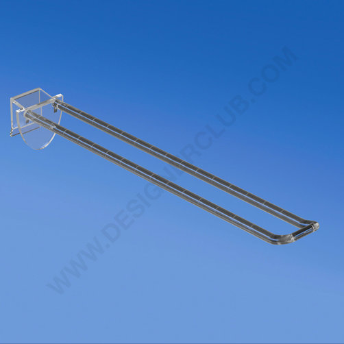 Universal double plastic prong mm. 200 transparent for thickness mm. 10-12 with rounded front for label holders