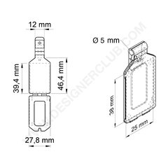 Taschen-Etikettenhalter mm. 25x27 für Drahtdurchmesser mm. 5
