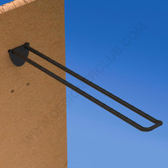 Broche (gancio) doppia mm. 250 nera in plastica per pannelli forati alto spessore 16 con frontale arrotondato per etichette