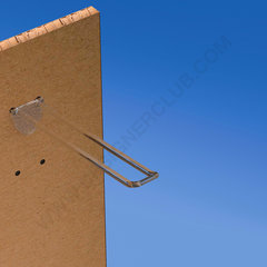Broche (gancio) doppia mm. 150 trasparente in plastica per pannelli forati alto spessore 10-12  con frontale arrotondato per etichette