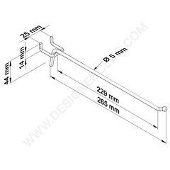Simple metal prong for slatwall mm. 265