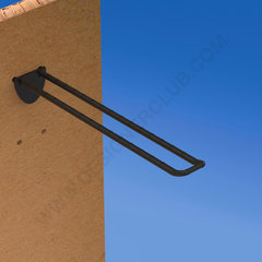 Broche (gancio) doppia mm. 200 nera in plastica per pannelli forati alto spessore 16 con frontale arrotondato per etichette