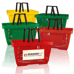 Green shopping basket 28 lt with two handles