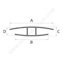 Junction profile "h" shaped thickness mm. 26