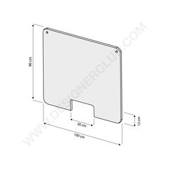 Hanging protection shield with central slot - 990 x 1000 mm. (minimum order 2 pcs)