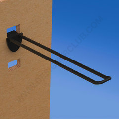 Broche (gancio) in plastica universale doppia mm. 200 nera per spessore mm. 10-12 con frontale arrotondato per etichette