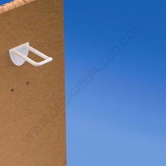 Doppelzacke weiß für Wabenplatten 16 mm. dick, 50 mm mit abgerundeter Front für Etikettenhalter