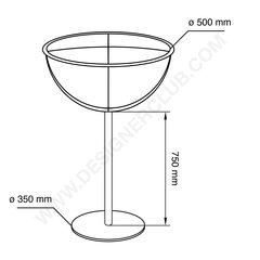 Half sphere stand Ø 500 mm with divider