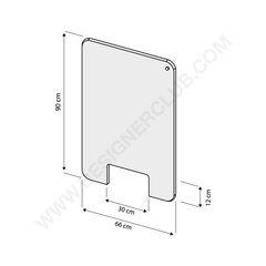Hanging protection shield with central slot - 660 x 1000 mm. (minimum order 2 pcs)