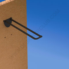 Broche (gancio) doppia mm. 150 nera in plastica per pannelli forati alto spessore 16 con frontale arrotondato per etichette