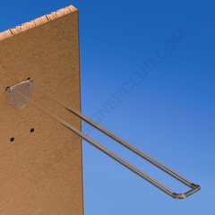 Broche (gancio) doppia mm. 250 trasparente in plastica per pannelli forati alto spessore 10-12  con frontale arrotondato per etichette