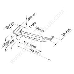 Double slatwall prong transparent with big price holder mm. 100