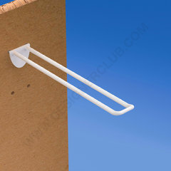 Broche (gancio) doppia mm. 200 bianca in plastica per pannelli forati alto spessore 16 con frontale arrotondato per etichette