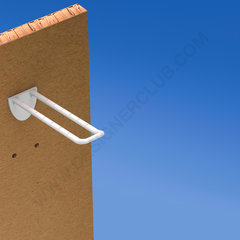 Broche (gancio) doppia mm. 100 bianca in plastica per pannelli forati alto spessore 10-12  con frontale arrotondato per etichette
