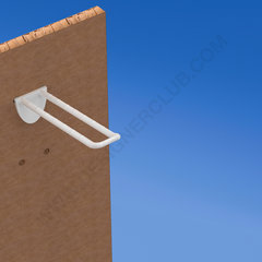 Broche (gancio) in plastica doppia bianca per pannelli forati lungh. mm. 100 con frontale arrotondato per porta etichette