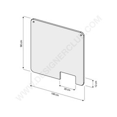 Hanging protection shield with lateral slot - 990 x 1000 mm. counter protection shield - 680 x 850 mm. (minimum order 2 pcs)