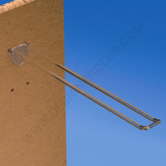 Broche (gancio) doppia mm. 250 trasparente in plastica per pannelli forati alto spessore 16 con frontale arrotondato per etichette