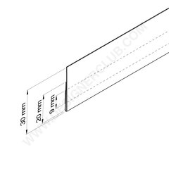 Flacher Datenstreifen - Kleber im unteren Teil - niedriger Rückenteil mm. 30 x 1000 Kristall-PET ♻