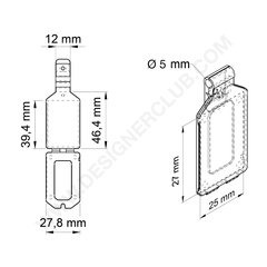 Lommeetiketholder mm. 25x27 til tråddiameter mm. 5,6 / 5,7