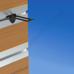 Preto duplo para parede de ripas de 100 mm com frente arredondada para porta-etiquetas