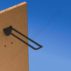 Broche (gancio) doppia mm. 150 nera in plastica per pannelli forati alto spessore 10-12  con frontale arrotondato per etichette