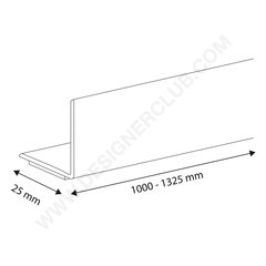 Calha de 90° para divisores de altura mm. 30° com base adesiva, comprimento mm. 1000