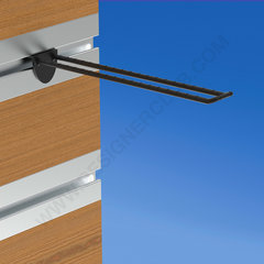 Preto duplo prong para parede de ripas 250 mm com frente arredondada para porta-etiquetas