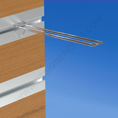 Double prong transparent for slatwall 250 mm with rounded front for label holders