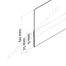Flat adhesive scanner rail - low back part  mm. 60 x 1000 crystal PET ♻