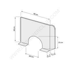 Protection de comptoir avec ouverture arque - 680 x 600 mm. (lot de 2)