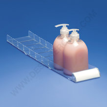 Clear shelf organizer with low rounded front