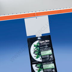 Bande cross-merchandising 10 facings en pp transparent avec porte etiquette mm. 159 x 117 et trou européen