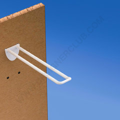 Broche (gancio) doppia mm. 150 bianca in plastica per pannelli forati alto spessore 10-12  con frontale arrotondato per etichette