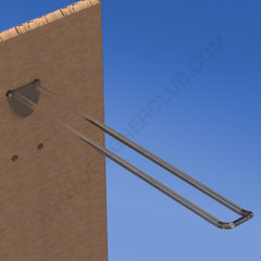 Broche (gancio) in plastica doppia trasparente per pannelli forati lungh. mm. 250 con frontale arrotondato per porta etichette