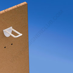 Broche (gancio) doppia mm. 50 bianca in plastica per pannelli forati alto spessore 10-12  con frontale arrotondato per etichette