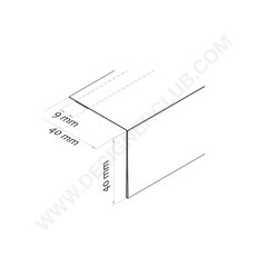 Profil porte-étiquettes adhésif à 90° 40 x 1000 mm. - ailette arriÈre 40 mm. pvc cristal