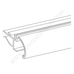 Rail for dividers with round front for labe for glass shelf